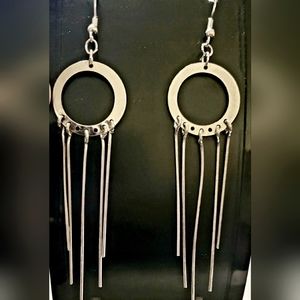 Bojo Style Silver Tone Dangle Earrings